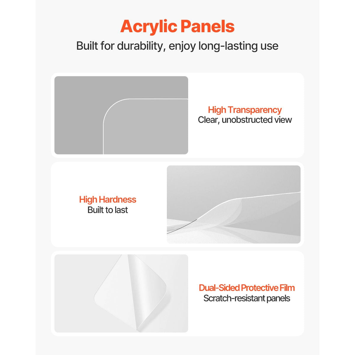 Drum Shield, 5 Panels 2ft x 5ft Portable Acrylic Drum Cage with Zinc Alloy Hinges and Deflectors for Church Concert Halls, Drum Shields Drum Sound Barrier Suitable for Practice and Performance