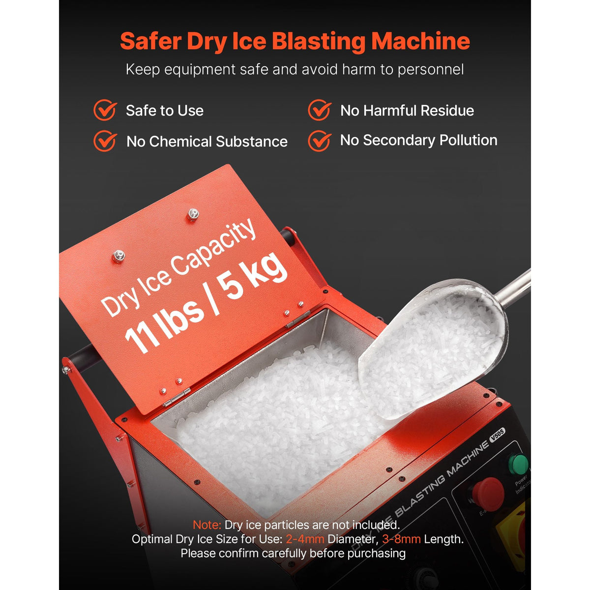 Dry Ice Blasting Machine, 11LBS (5KG) Capacity Dry Ice Cleaning Machine with 4 Nozzles, Adjustable Pressure & Dry Ice Amount, Movable Blaster Cleaner for Automotive Ship Aviation Chemical, 120V