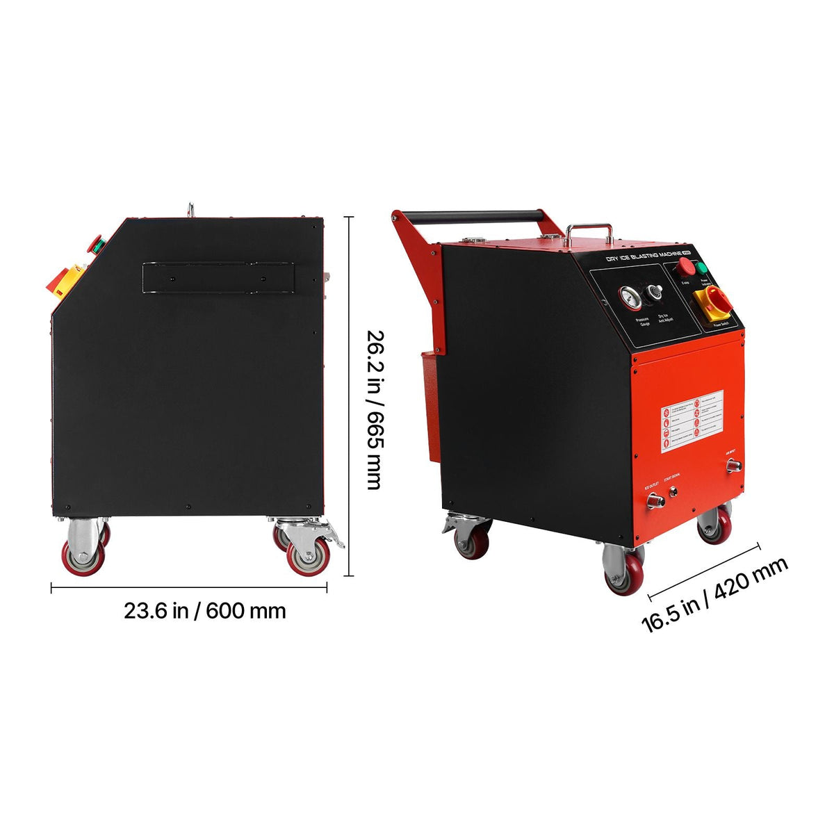 Dry Ice Blasting Machine, 11LBS (5KG) Capacity Dry Ice Cleaning Machine with 4 Nozzles, Adjustable Pressure & Dry Ice Amount, Movable Blaster Cleaner for Automotive Ship Aviation Chemical, 120V