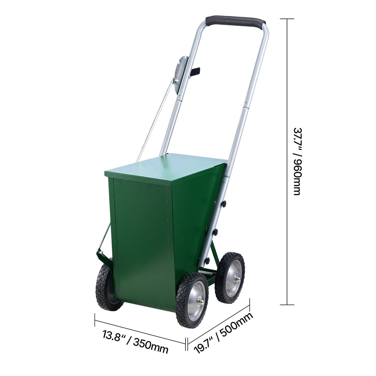 Dry Line Marker, 4-Wheel, 2 or 4 in Lines, Field Dry Line Chalker, Adjustable Line Marker, with Rubber Adjustment Handle, 50 lbs Large Powder Capacity, for Baseball and Softball Infield, Green