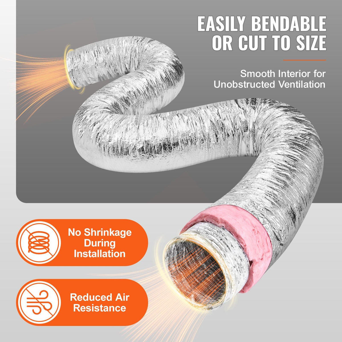 Dryer Vent Hose, 10'' Insulated Flexible Duct 25FT Long with 2 Duct Clamps, Heavy-Duty Three Layer Protection for HVAC Heating Cooling Ventilation and Exhaust, R-6.0 Flame Resistance Value