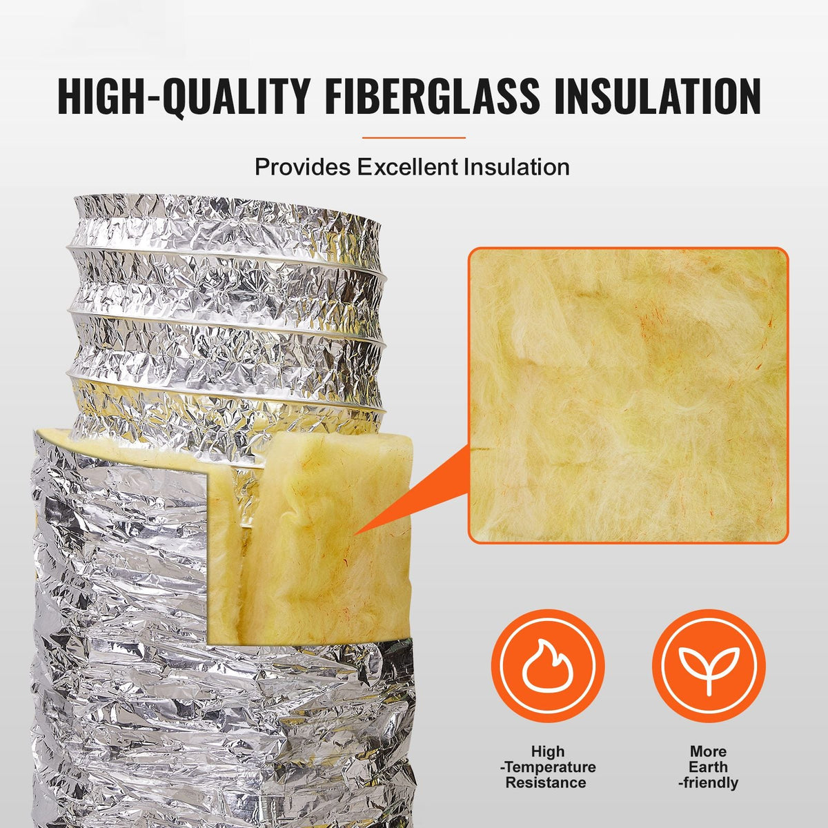 Dryer Vent Hose, 5'' Insulated Flexible Duct 25FT Long with 2 Duct Clamps, Heavy-Duty Three Layer Protection for HVAC Heating Cooling Ventilation and Exhaust, R-4.2 Flame Resistance Value