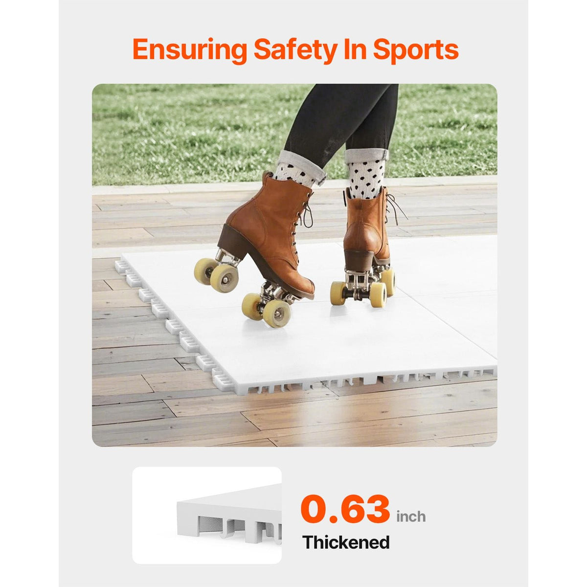 Dryland Tiles for Hockey Floor Mat, 12 x 12 in 8 Pcs Interlocking Versatile Training Surface, Dance Floor Tiles, Hockey Training Equipment Board for Shooting (Ash Gray, 8 sq. ft/Box)