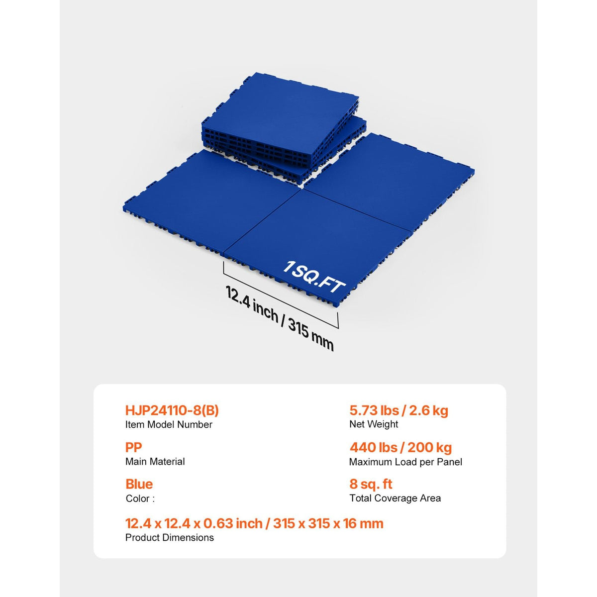 Dryland Tiles for Hockey Floor Mat, 12 x 12 in 8 Pcs Interlocking Versatile Training Surface, Dance Floor Tiles, Hockey Training Equipment Board for Shooting (Blue, 8 sq. ft/Box)
