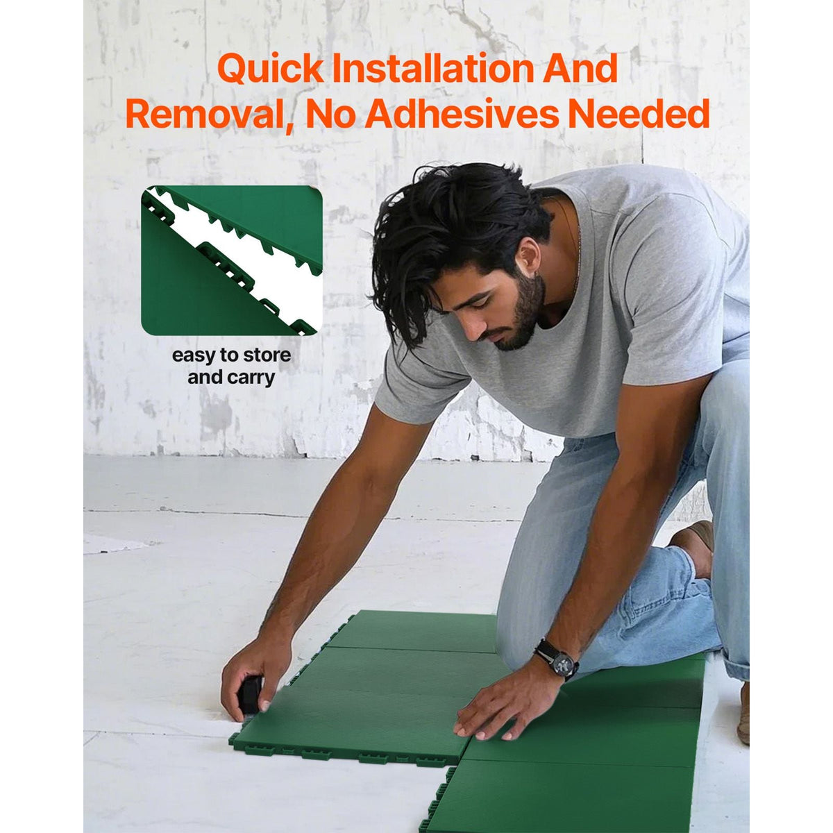 Dryland Tiles for Hockey Floor Mat, 12 x 12 in 8 Pcs Interlocking Versatile Training Surface, Dance Floor Tiles, Hockey Training Equipment Board for Shooting (Green, 8 sq. ft/Box)