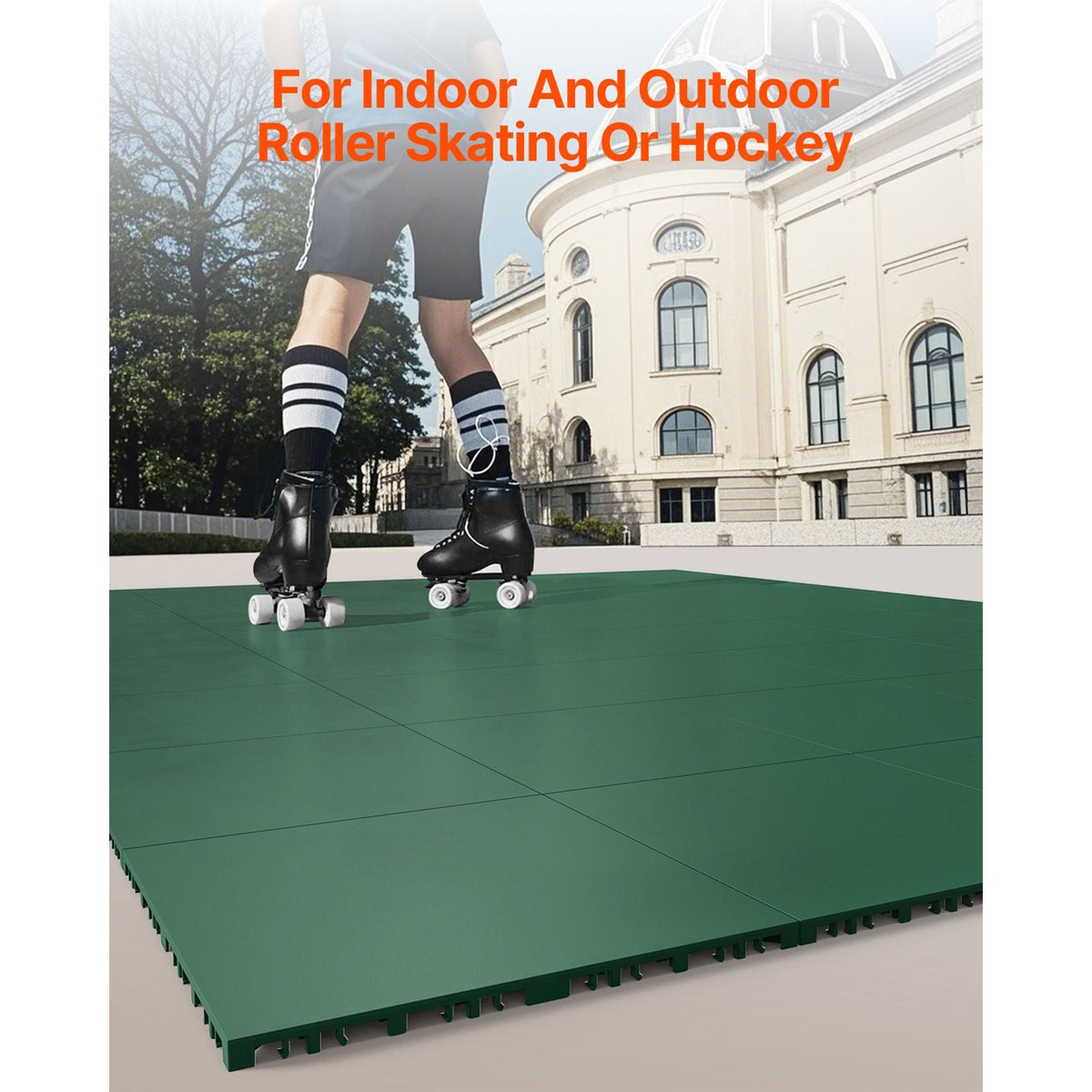 Dryland Tiles for Hockey Floor Mat, 12 x 12 in 8 Pcs Interlocking Versatile Training Surface, Dance Floor Tiles, Hockey Training Equipment Board for Shooting (Green, 8 sq. ft/Box)