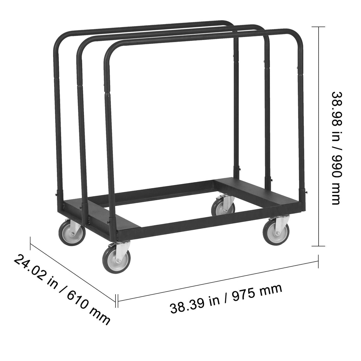 Drywall Cart, 1500 LBS Panel Dolly Cart with 36.02" x 24.02" Deck and 5" Swivel Wheels, Heavy-Duty Drywall Sheet Cart, Handling Wall Panel, Sheetrock, Lumber, for Garage, Home, Warehouse