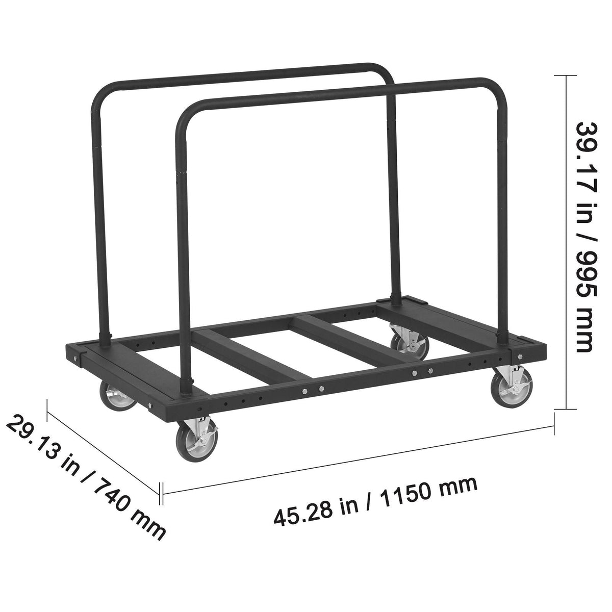 Drywall Cart, 1800 LBS Panel Dolly Cart with 45.28" x 29.13" Deck and 5" Swivel Wheels, Heavy-Duty Drywall Sheet Cart, Handling Wall Panel, Sheetrock, Lumber, for Garage, Home, Warehouse