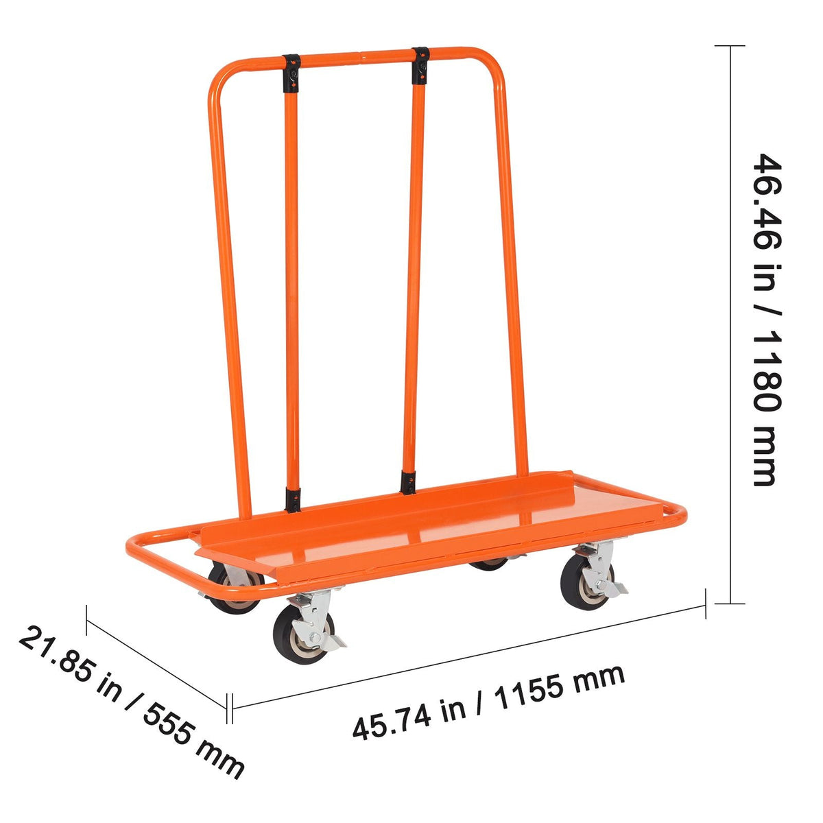 Drywall Cart, 3000 LBS Panel Dolly Cart with 45.28" x 21.8" Deck and 5" Swivel Wheels, Heavy-Duty Drywall Sheet Cart, Handling Wall Panel, Sheetrock, Lumber, for Garage, Home, Warehouse
