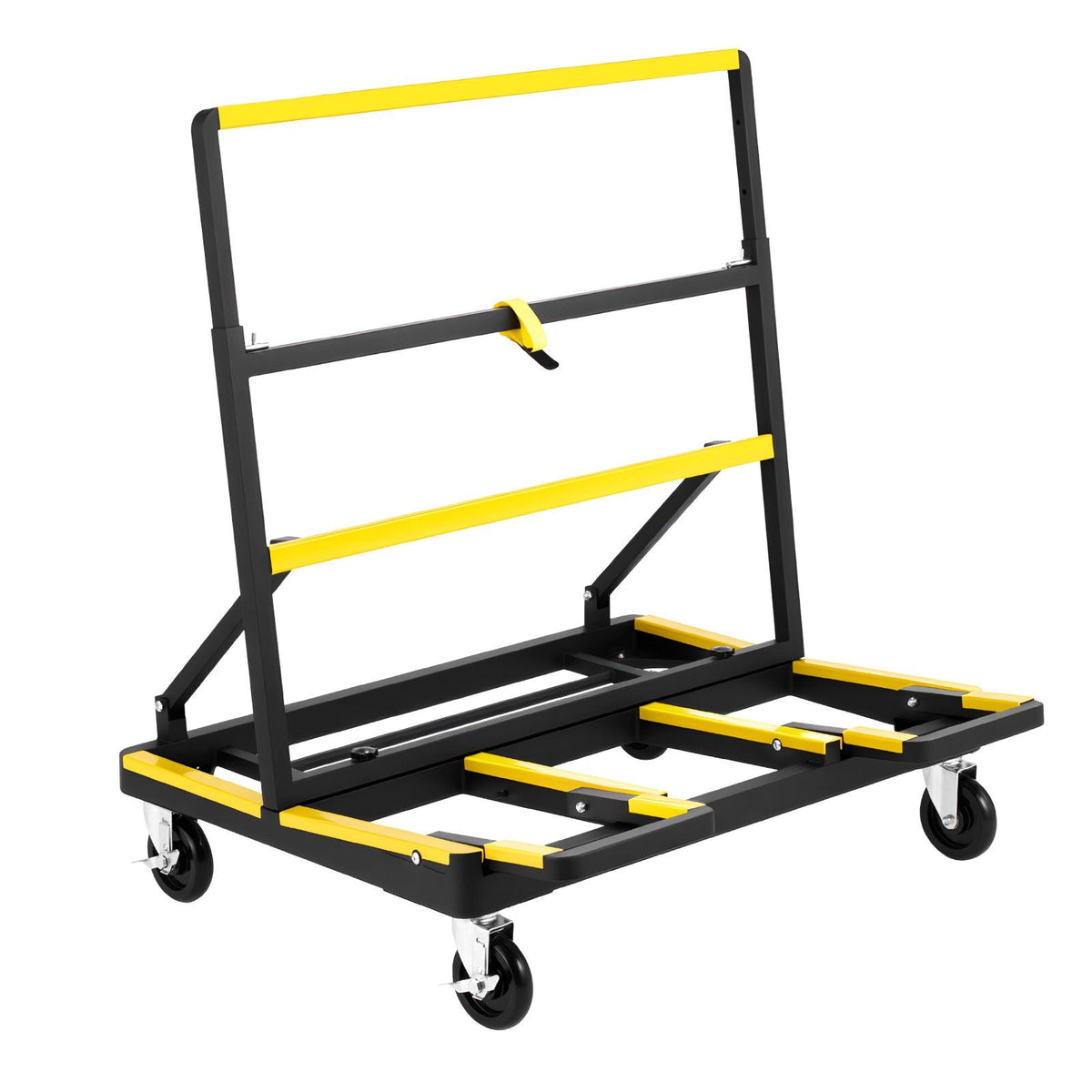 Drywall Cart Dolly, 1800 lbs Load Capacity, Steel Panel Dolly with 4 Swivel Casters & Expandable Deck, Foldable Panel Truck Cart with Tie-Down Strap for Handling Plywood, Plasterboard, Glass