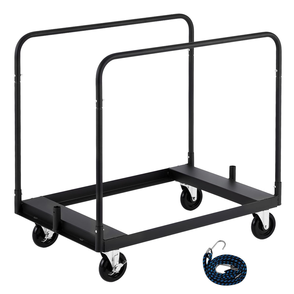 Drywall Cart Dolly, 1800 lbs Load Capacity, Steel Panel Truck Cart with 5 inch Swivel Casters, Lumber Drywall Dolly with with Tie-Down Strap & 3 Side Handrails for Factory, Warehouse, Black
