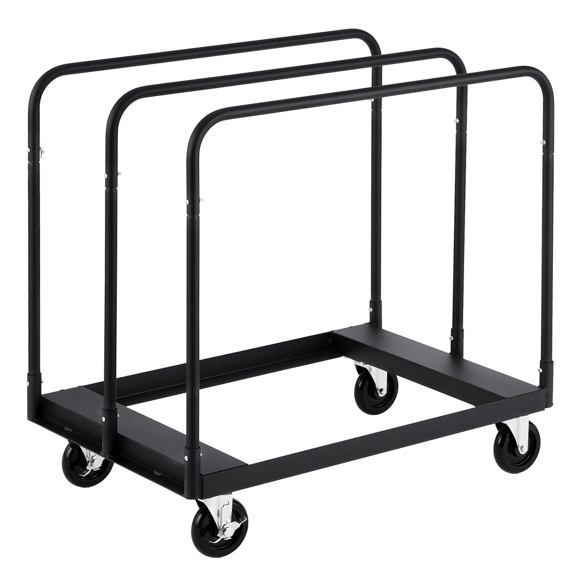 Drywall Cart Dolly, 1800 lbs Load Capacity, Steel Panel Truck Cart with 5 inch Swivel Casters, Lumber Drywall Dolly with with Tie-Down Strap & 3 Side Handrails for Factory, Warehouse, Black