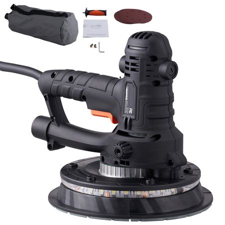 Drywall Sander, 800W Electric Sander with 12 Sanding Discs, Variable Speed 1200-2300 RPM Wall Sander with Automatic Vacuum Dust Collection System, Double LED Lights, Dust Bag, Detachable Edge