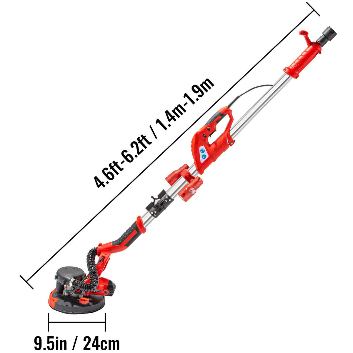 Drywall Sander 850W Electric Drywall Sander Foldable Sheetrock Sander with Telescope Handle, Electric Sander Variable Speed 800-1750RPM, Wall Sander with LED Lights and Vacuum Bag, 6 Sand Pad