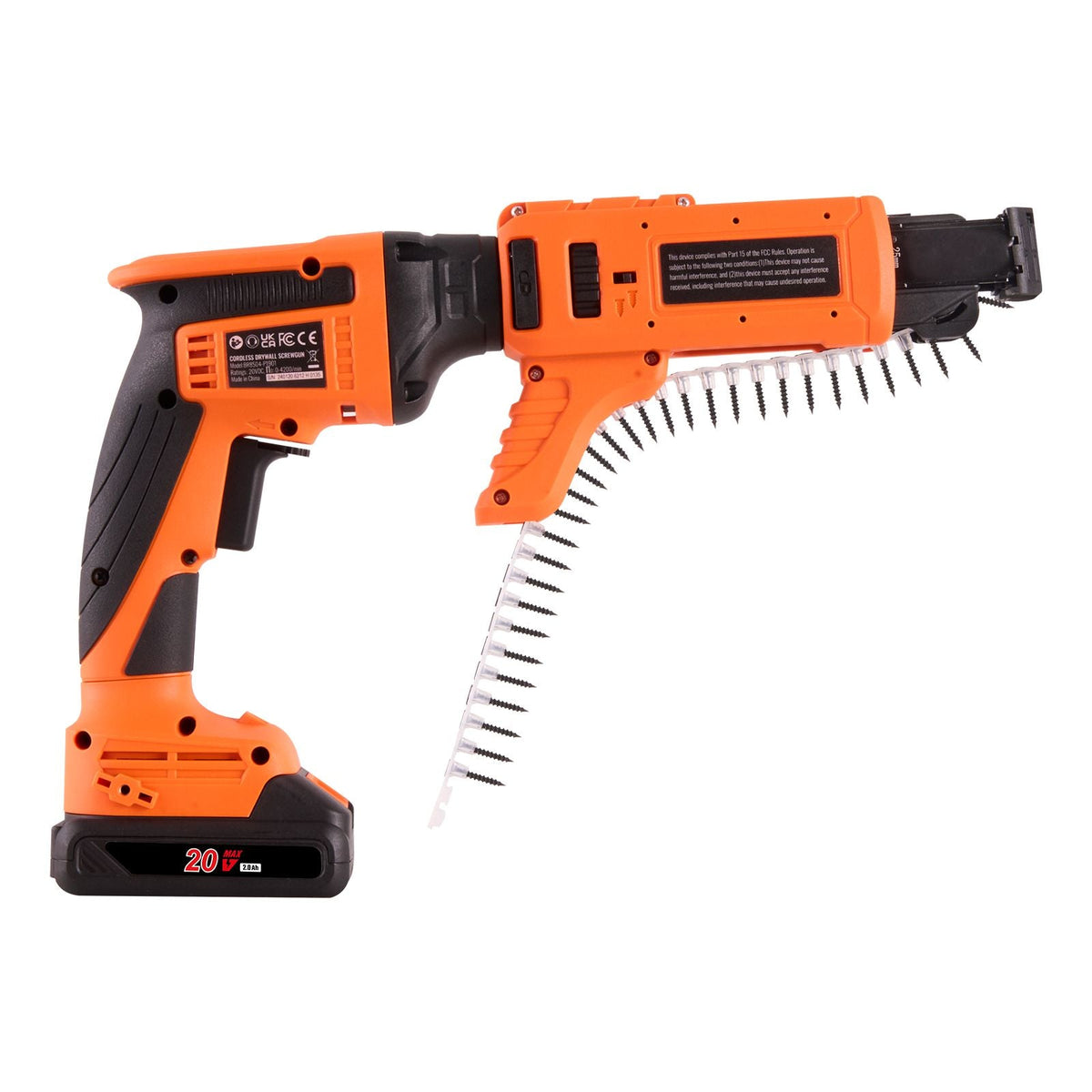 Drywall Screw Gun Auto-Feed, 20V Max Collated Drywall Screwgun, 4200RPM Brushless Cordless Drywall Gun Kit with 2 Battery Packs, Charger, Belt Clip, Tool Bag, Screw Length and Depth Adjustable