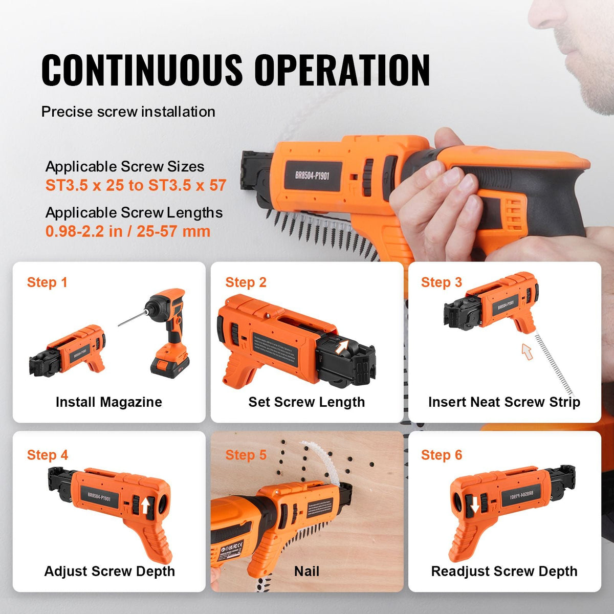 Drywall Screw Gun Auto-Feed, 20V Max Collated Drywall Screwgun, 4200RPM Brushless Cordless Drywall Gun Kit with 2 Battery Packs, Charger, Belt Clip, Tool Bag, Screw Length and Depth Adjustable