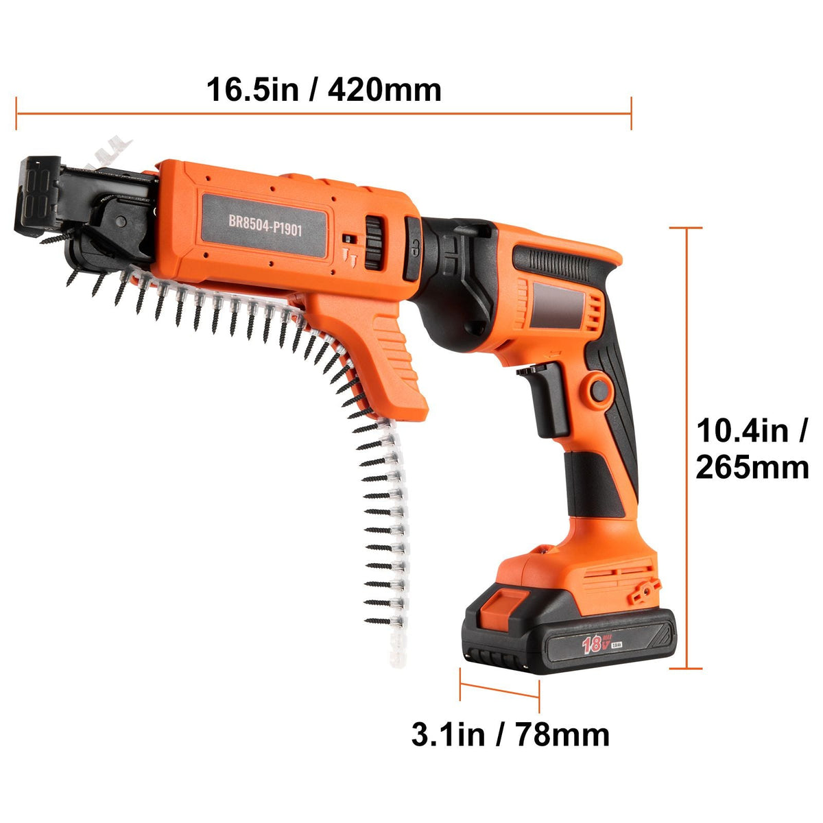 Drywall Screw Gun Auto-Feed, 20V Max Collated Drywall Screwgun, 4200RPM Brushless Cordless Drywall Gun Kit with 2 Battery Packs, Charger, Belt Clip, Tool Bag, Screw Length and Depth Adjustable