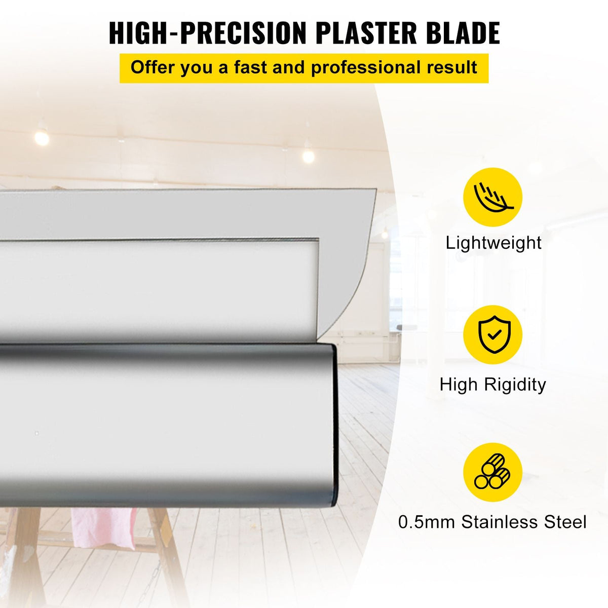 Drywall Skimming Blade Set,10\"+16\" +24\" Blades,European Stainless Steel Construction Knife, Aluminum Blade Profile Smoothing Knockdown Spatula for Gyprock/Drywall/Wall-Board