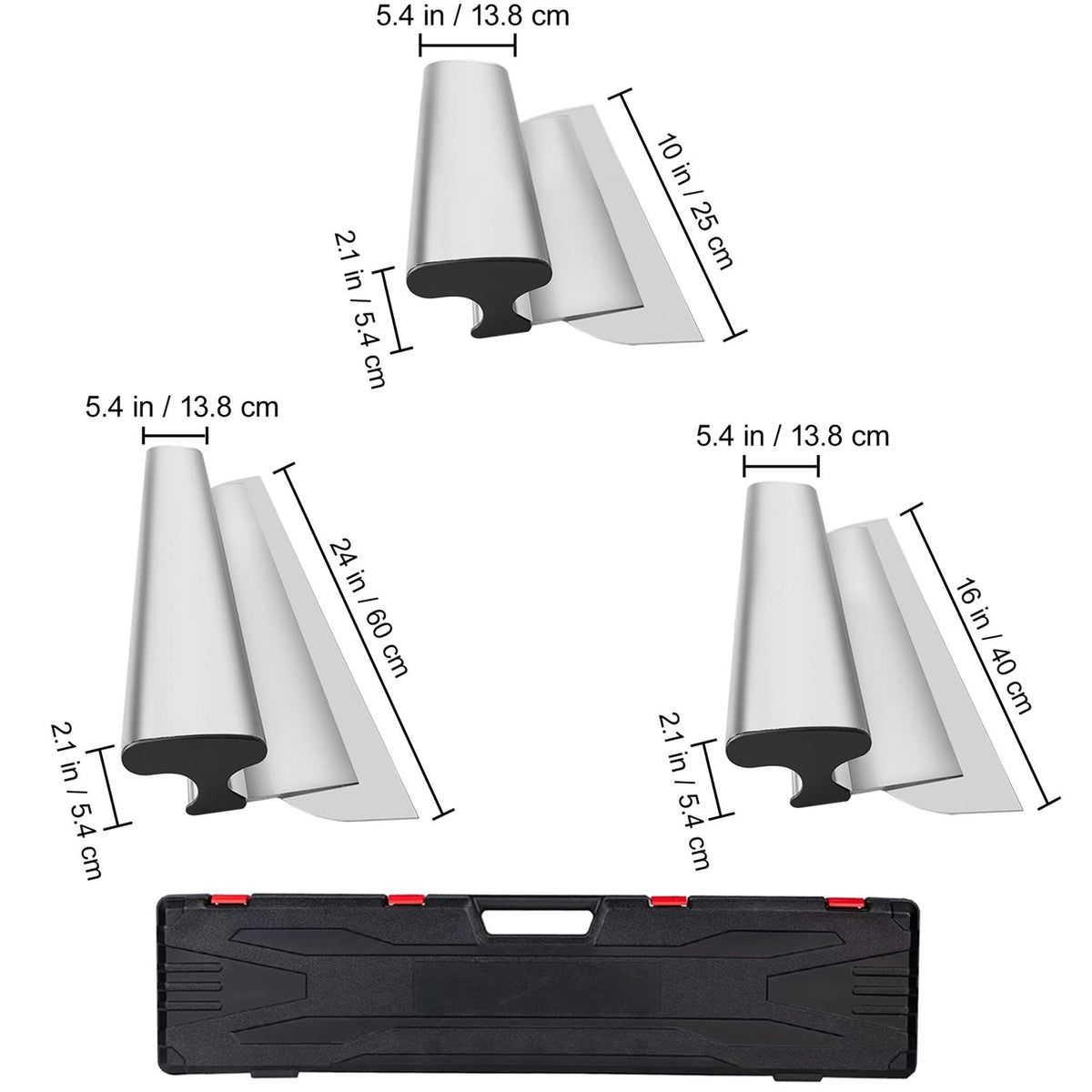 Drywall Skimming Blade Set,10\"+16\" +24\" Blades,European Stainless Steel Construction Knife, Aluminum Blade Profile Smoothing Knockdown Spatula for Gyprock/Drywall/Wall-Board