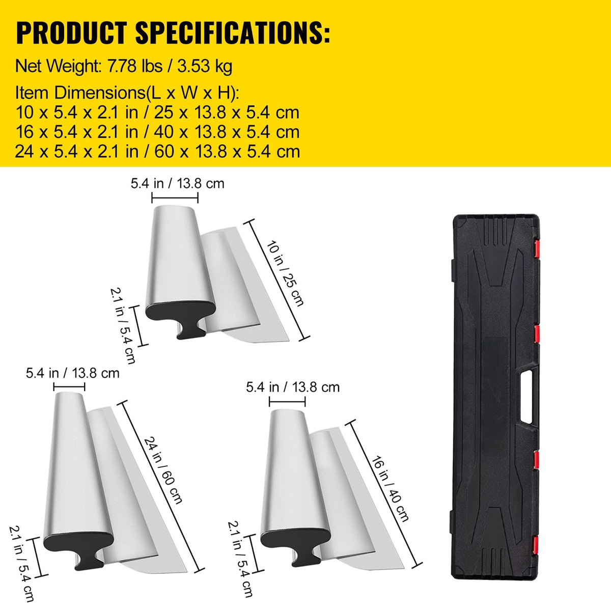 Drywall Skimming Blade Set,10\"+16\" +24\" Blades,European Stainless Steel Construction Knife, Aluminum Blade Profile Smoothing Knockdown Spatula for Gyprock/Drywall/Wall-Board