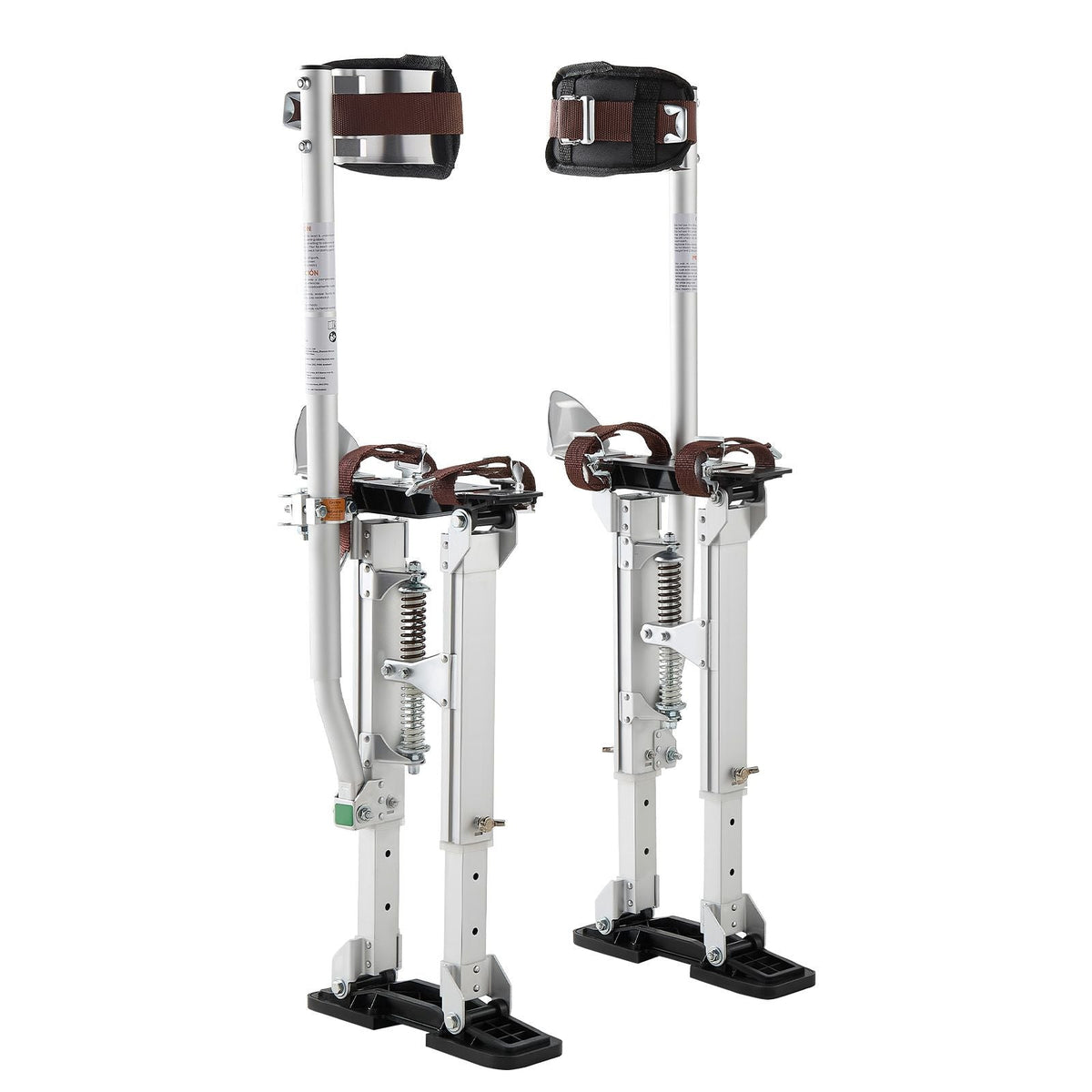 Drywall Stilts, 16.1–24.1 in Adjustable Aluminum Painter Stilts, 228 lbs Load Capacity, Non-Slip Rubber Feet, Dual Spring Shock Absorption, Comfortable Leg Straps for Painting, Decoration,Silver
