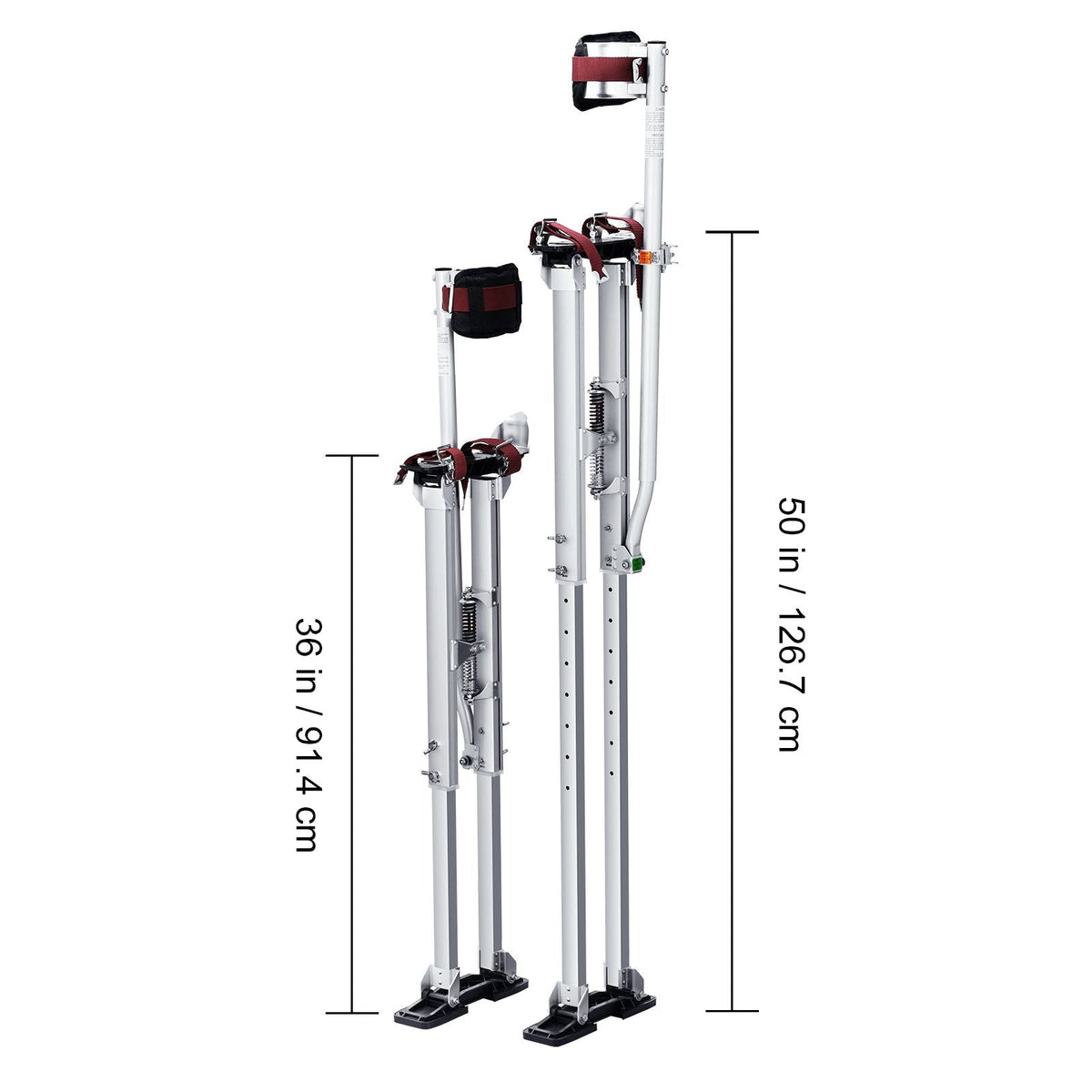 Drywall Stilts, 36''-50'' Adjustable Aluminum Tool Stilts with Protective Knee Pads, Durable and Non-slip Work Stilts for Sheetrock Painting, Walking, Taping, Silver