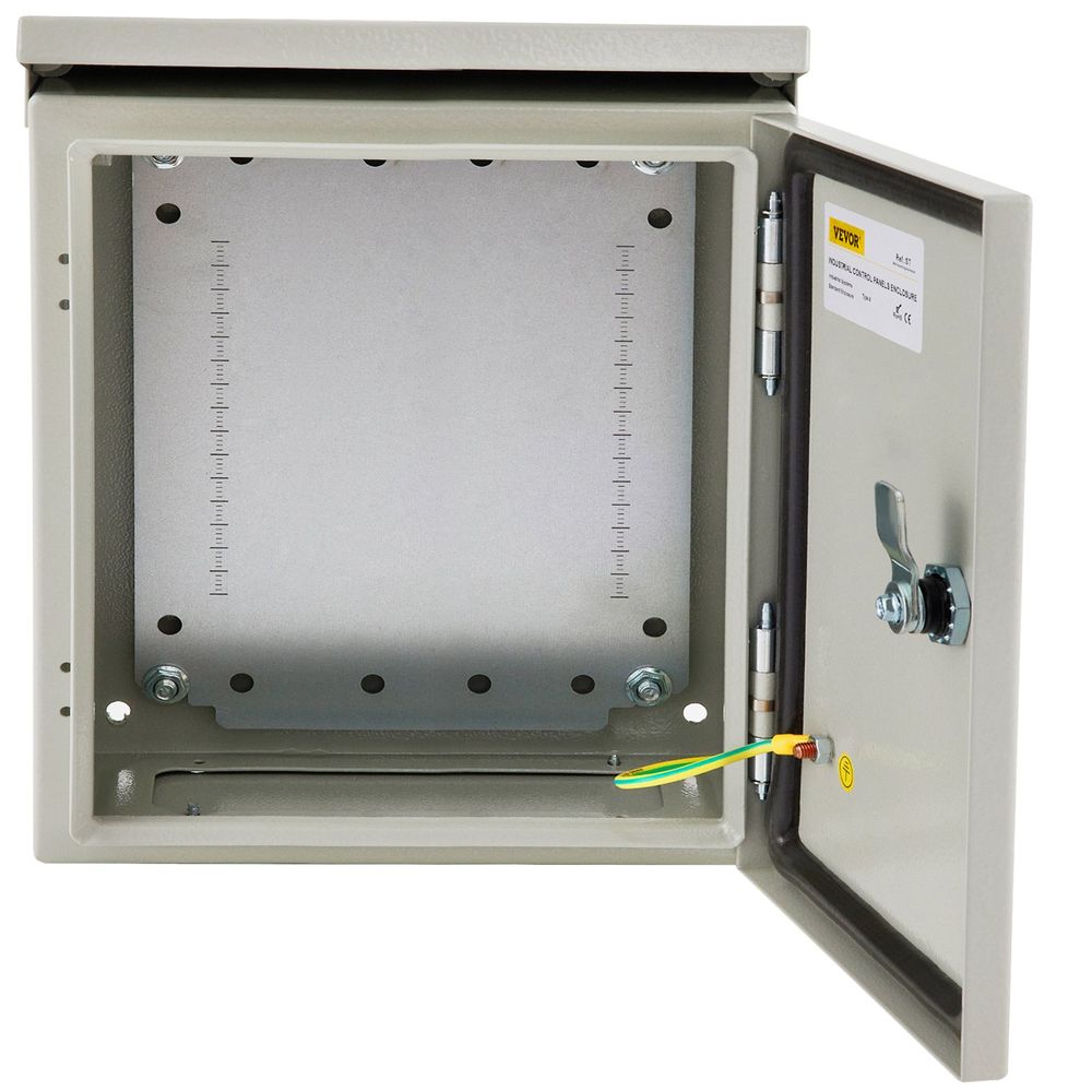 Electrical Enclosure, 12x12x6", Tested to UL Standards NEMA 4 Outdoor Enclosure, IP65 Waterproof & Dustproof Cold-Rolled Carbon Steel Hinged Junction Box for Outdoor Indoor Use, with Rain H
