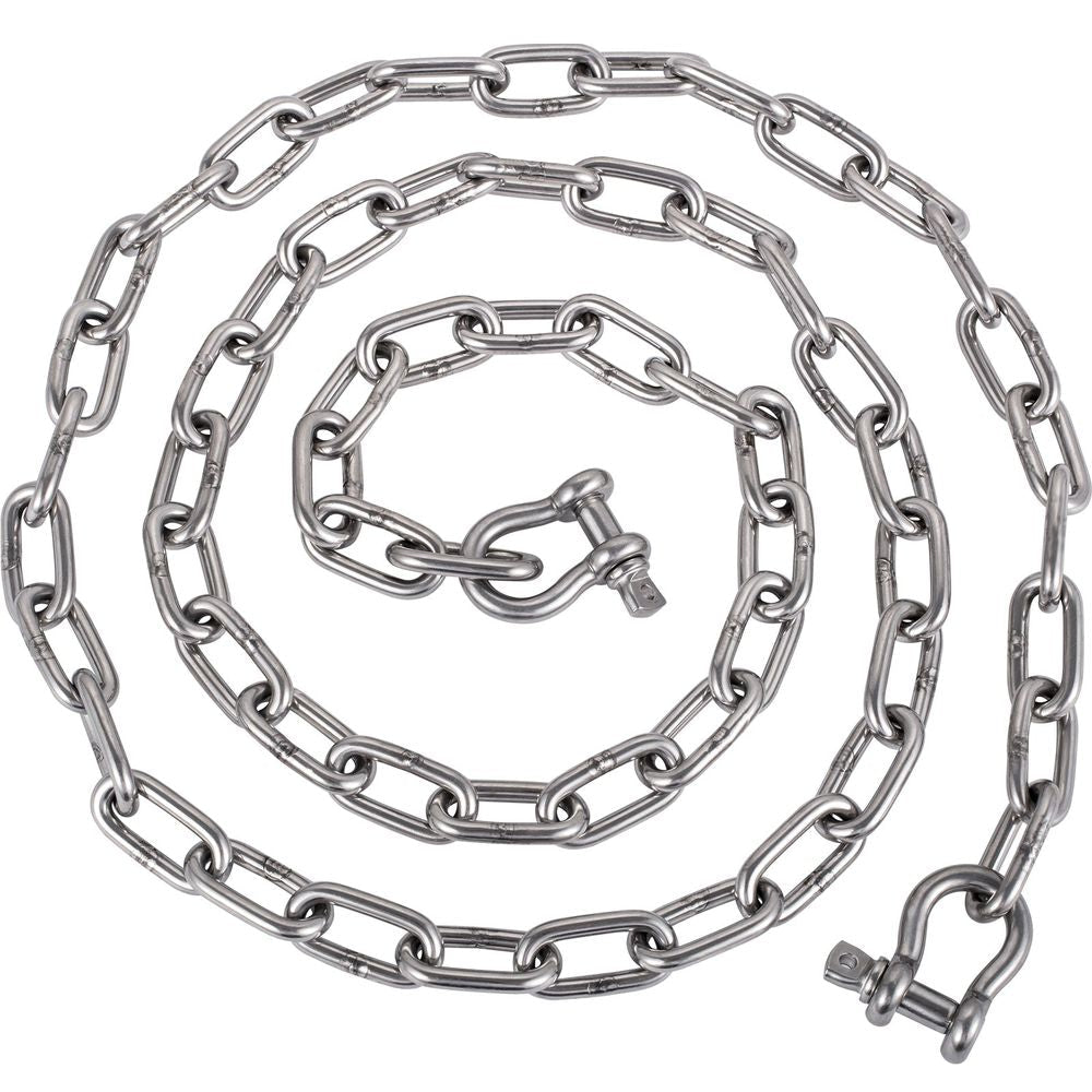 Anchor Chain, 20' x 5/16" 316 Stainless Steel Chain, 3/8" Anchor Chain Shackle, 7120lbs Anchor Lead Chain Breaking Load, 9460lbs Anchor Chain Shackle Breaking Load, Anchor Chain for Small Boats