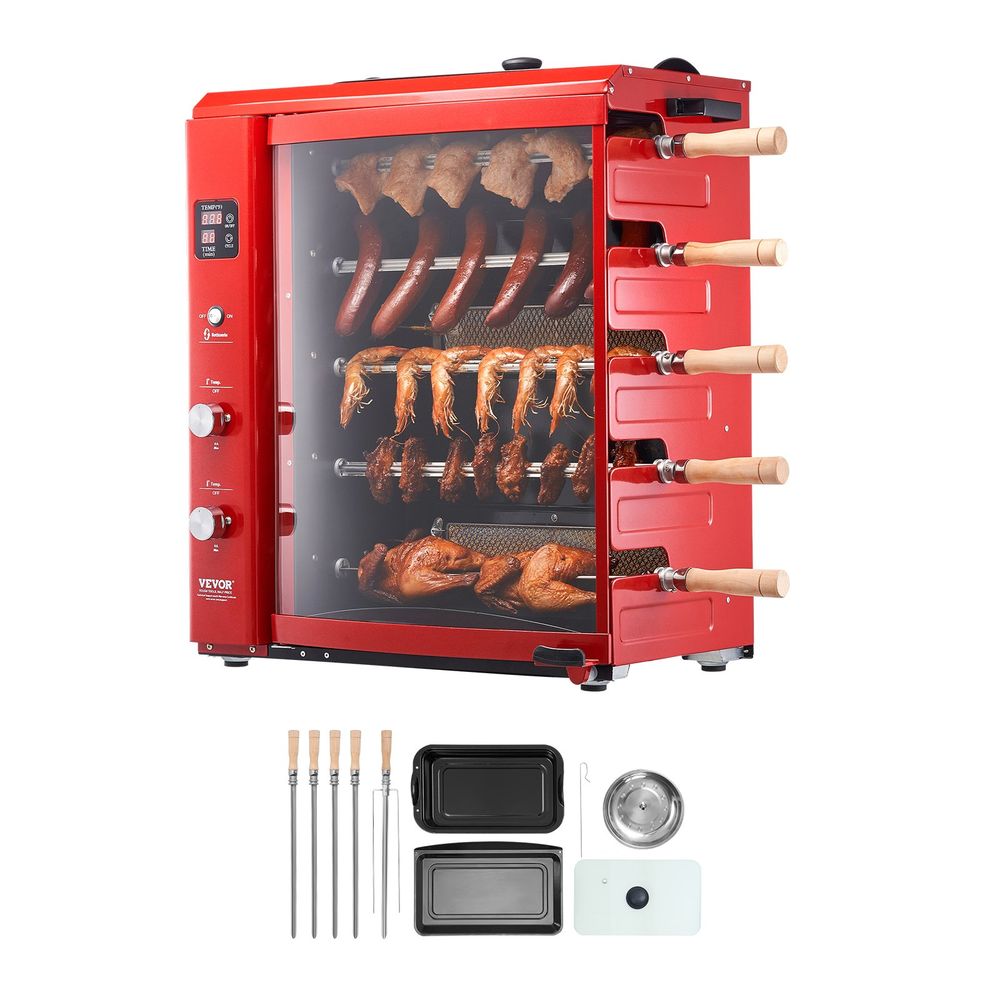 Shawarma Grill Machine, 5 Strings of Barbecue Capacity, Chicken Shawarma Cooker Machine, Gas & Electric Broiler Gyro Rotisserie Oven Doner Kebab Machine, for Home Restaurant Kitchen Parties