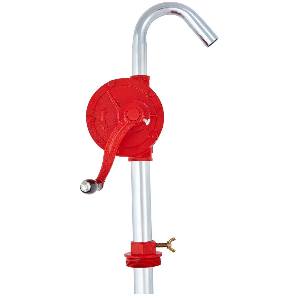 Drum Pump, 5 GPM Flow, Rotary Barrel Pump Hand Crank, Fits 5 to 55 Gallon Drums with 3-Section Suction Tube Assembly and Hose, Designed to Transfer Fuel, Engine Oil, Diesel, Kerosene, Cast Iron