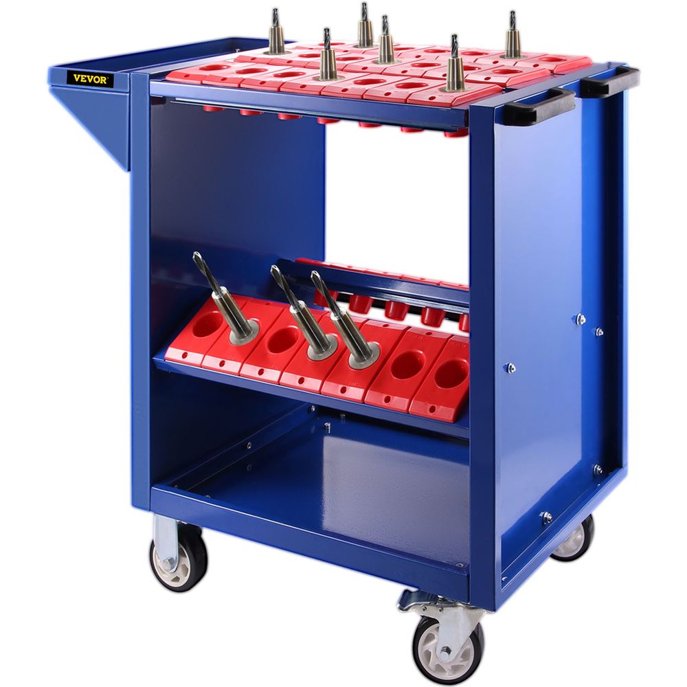 Tool Cart 40 Taper Tool Holder CNC Tool Cart 35 Capacity CAT40 BT40 Service Carts with Wheels Heavy Duty (BT40 35 Capacity)