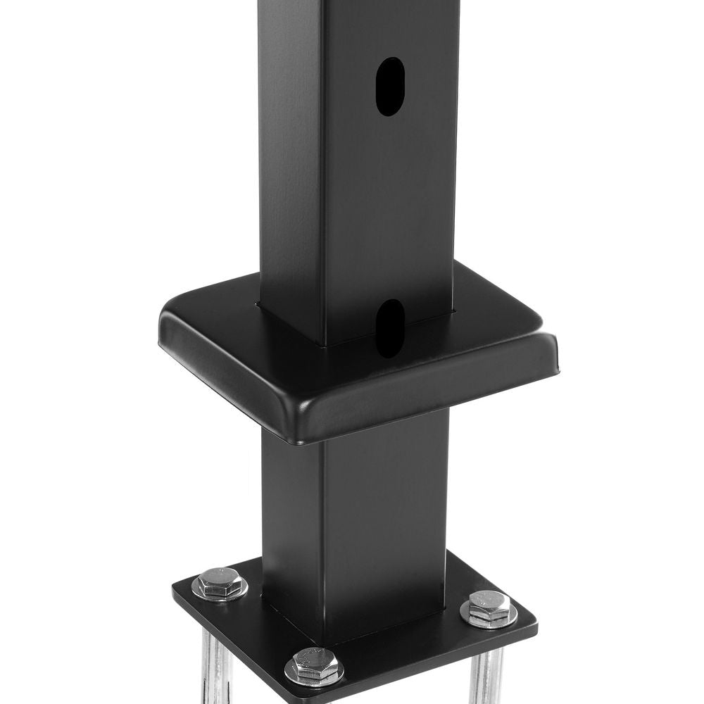 Cable Railing Post, 42" x 1" x 2" Steel 30° Angled Hole Stair Railing Post, 12 Pre-Drilled Holes, SUS304 Stainless Steel Cable Rail Post with Horizontal and Curved Bracket, 1-Pack, Black