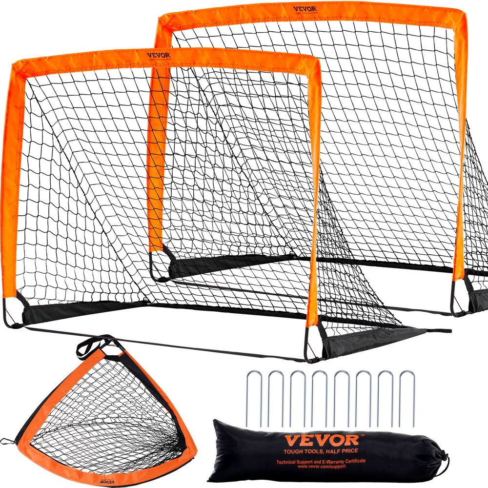 Portable Soccer Goal, 4x3 ft Kids Backyard Soccer Net, Foldable Pop Up Practice Soccer Net, Mini Youth Training Soccer Goal Set, All-Weather Indoor Outdoor Soccer Goals with Carry Bag, 2 Pack