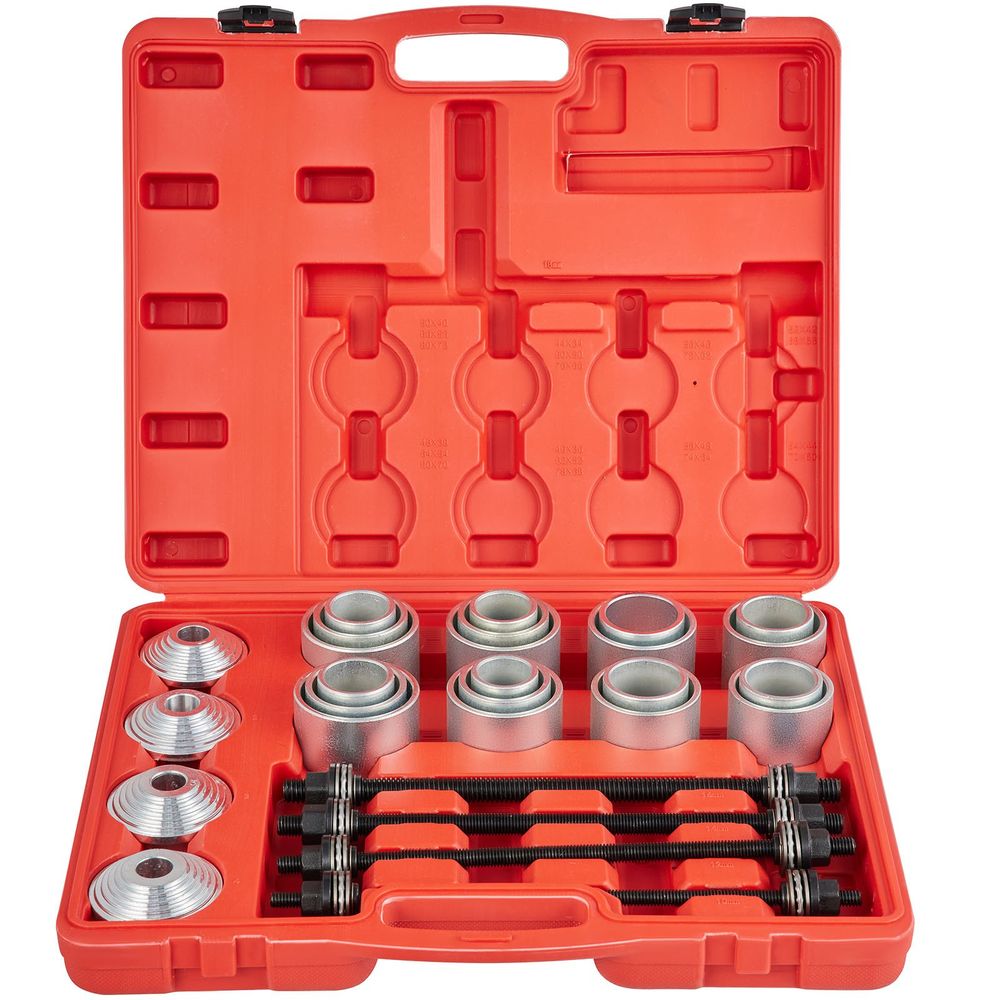 28 PCS Pull and Press Sleeve Kit, 45# Steel Removal Installation Bushes Bearings Tool Kit, Bush Removal Insertion Sleeve Tool Set Works on Most Cars and LCV, HGV Engines