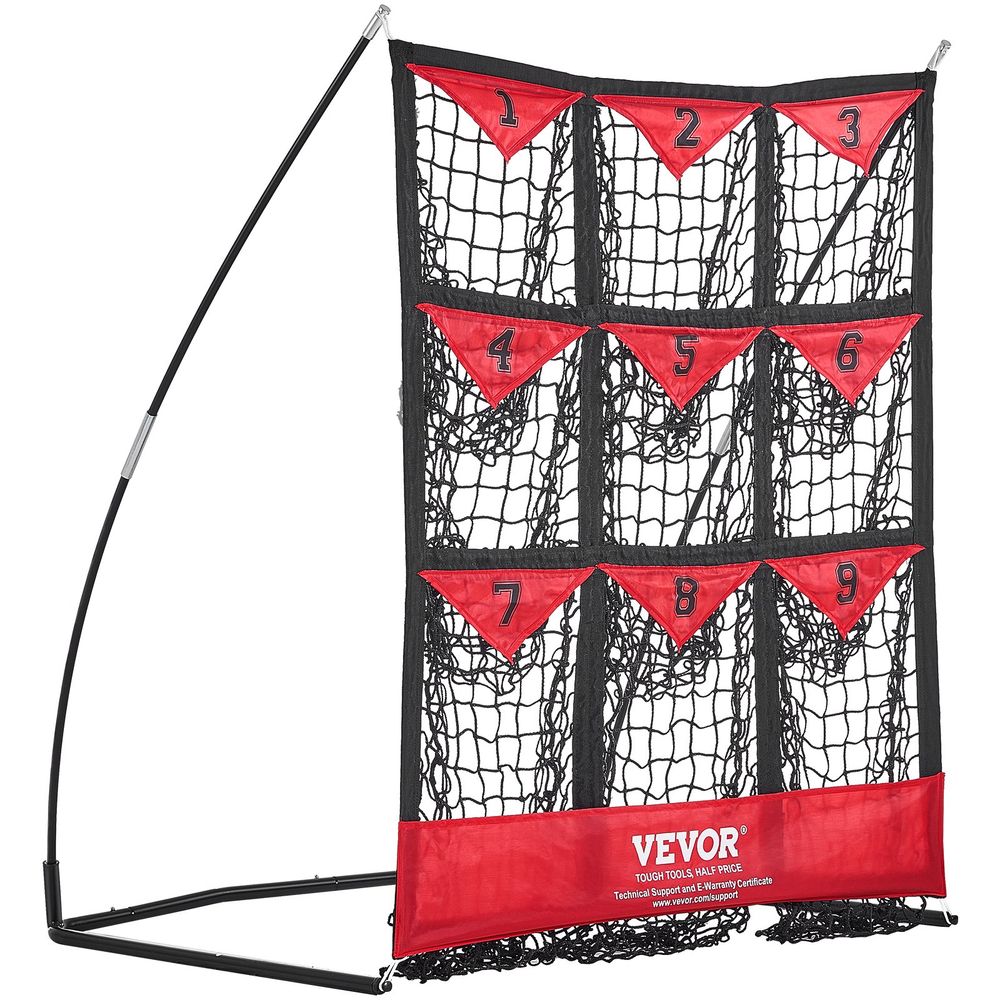 9 Hole Baseball Net, 49"x42" Softball Baseball Training Equipment for Hitting Pitching Practice, Portable Quick Assembly Trainer Aid with Carry Bag, Strike Zone, Ground Stakes, for Youth Adults