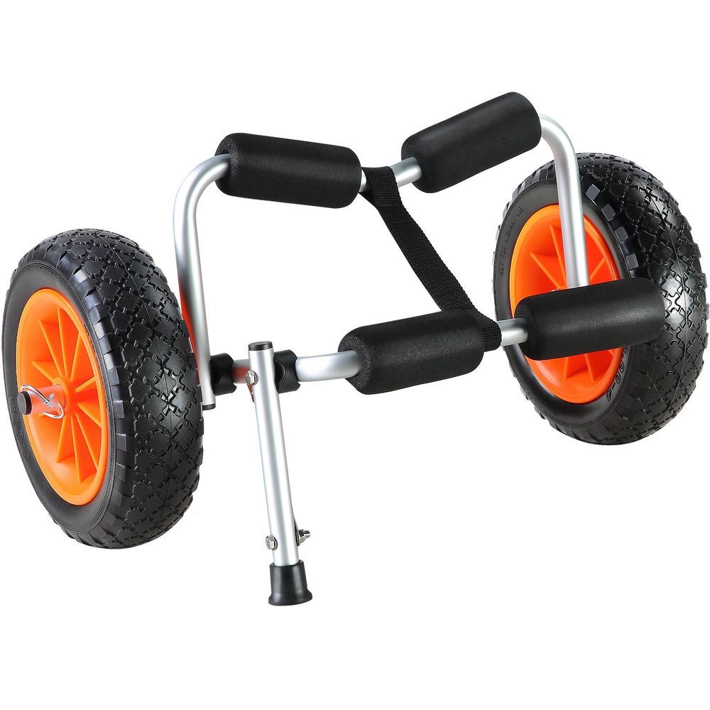 Heavy Duty Kayak Cart, 250lbs Load Capacity, Foldable Canoe Trolley Cart with 10'' Solid Tires, Nonslip Support Foot & Tie-Down Strap, for Kayaks Canoes Paddleboards Float Mats Jon Boats