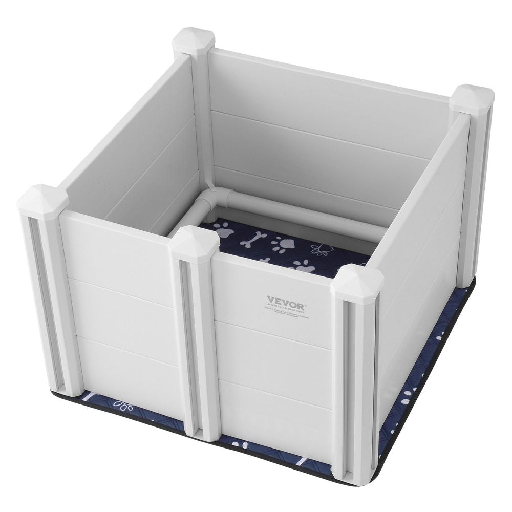 Dog Whelping Box 28.3x28.3x18.1in PVC with Rails Pee Pad for Dogs Puppies