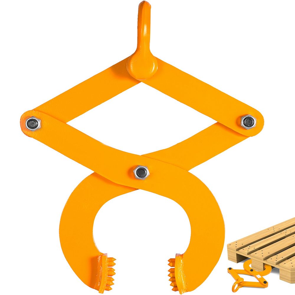 Pallet Puller, 1T Steel Single Scissor Yellow Clamp with 2205 LBS Load Capacity Grabber, 4.3 Inch Jaw Opening and 0.5 Inch Jaw Height, Hook Pulling Hoisting Tool for Forklift Chain