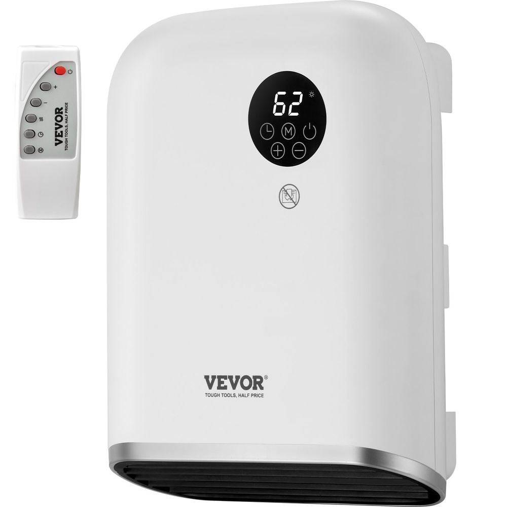 Electric Wall Heater 1500W, Small Space Heaters with Touch Screen & Wireless Remote Control, Tip-Over & Overheat & IPX24 Waterproof Safety Protection, Wall-Mount/Tabletop for Indoor Use, White
