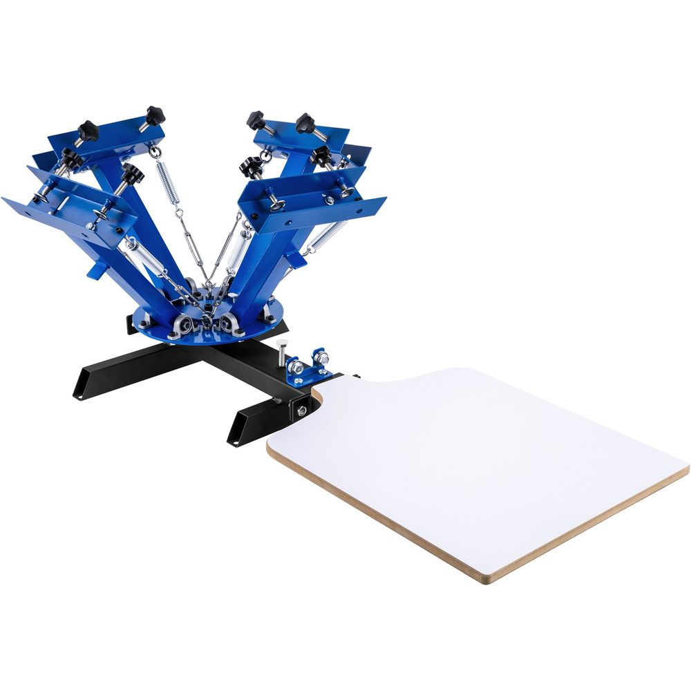 Screen Printing Machine, 4 Color 1 Station Screen Printing Press, 21.7 x 17.7 inch Silk Screen Printing DIY T-Shirts Removable Pallet
