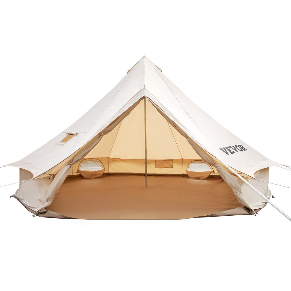 8-10 Person Canvas Glamping Bell Tent, Breathable Waterproof Yurt Tent with Stove Jack and Detachable Side Wall for Family Camping,16'x16'x118"(Diameter 5M)