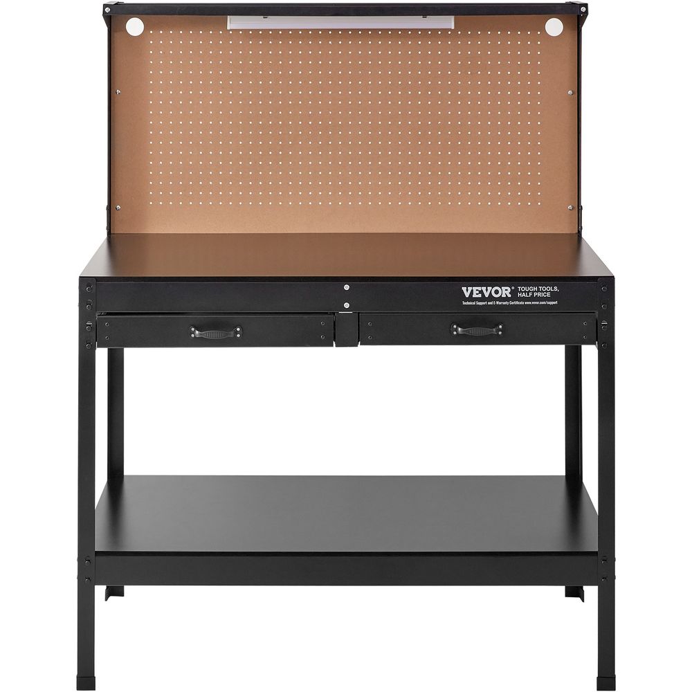 Workbench A3 Steel Work Bench For Garage max. 1500W Heavy Duty Workbench 220lbs Weight Capacity 0.47" Bench top Thickness Hardwood Workbench 1.5m Cable 4xAC outlets 2xUSB ports 30xHooks