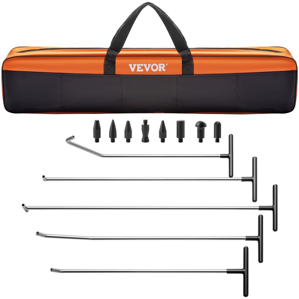 Rods Dent Removal Kit, 13 Pcs Paintless Dent Repair Tool, 5 Pcs Stainless Steel Dent Rods, 8 Pcs Tapper Heads, Professional Hail Dent Removal Tool for Minor Dents, Door Dings and Hail Damage