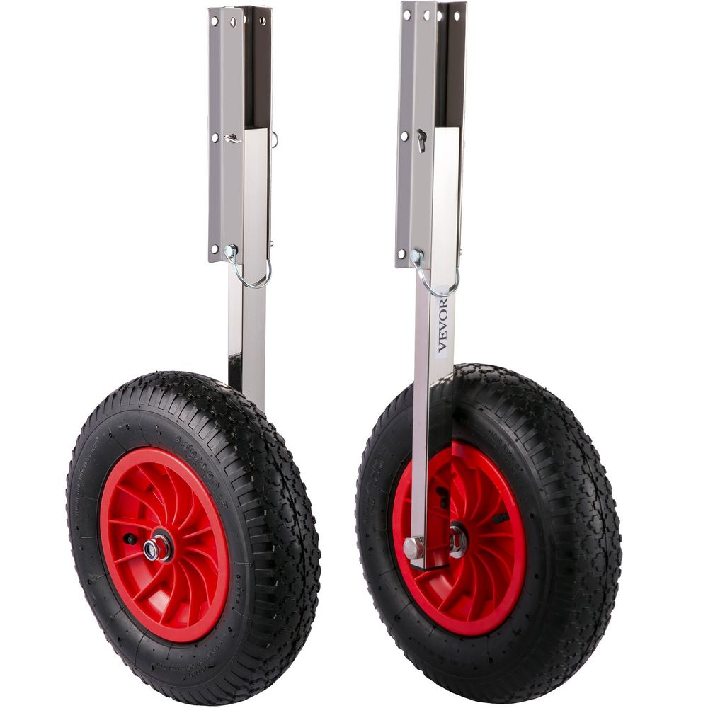 Boat Launching Wheels, 15" Boat Transom Launching Wheel, 600 LBS Loading Capacity Inflatable Boat Launch Wheels, Stainless Steel Transom Launching Dolly Wheels with 4 PCS of Quick Release Pins