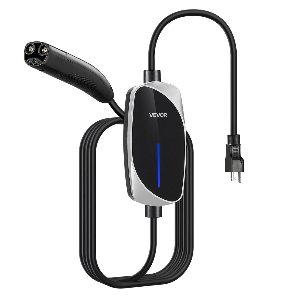 Level 1/2 Tesla Charger, 16 Amp, Portable Electric Car EV Charger with 25 ft Charging Cable, 120V-240V, NEMA 6-20P Plug NEMA 5-15 Adapter, LED Indicator, NACS Connector for Tesla Model Y/X/3/S