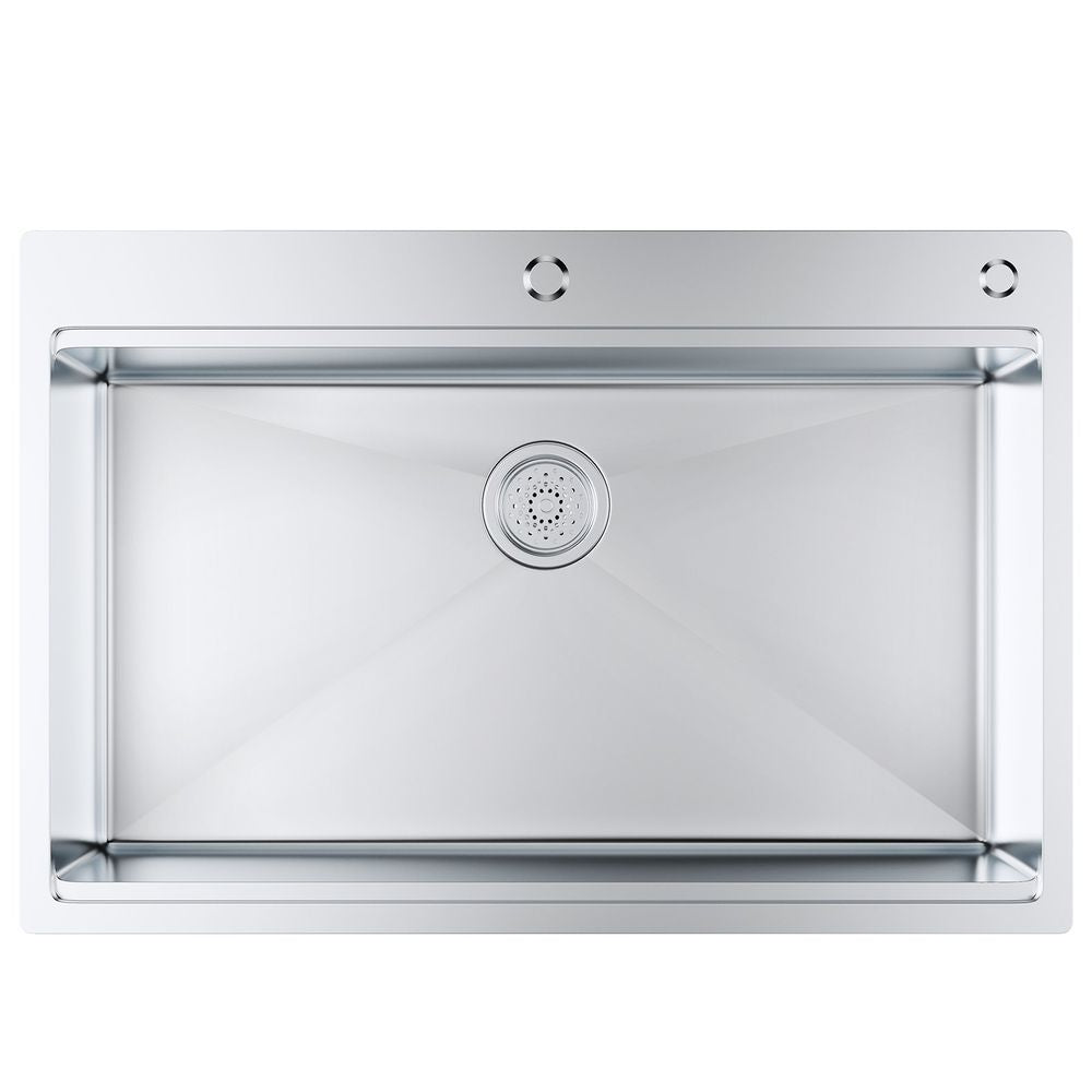 Kitchen Sink, 304 Stainless Steel Drop-In Sinks, Top Mount Single Bowl Basin with Ledge and Accessories, Household Dishwasher Sinks for Workstation, RV, Prep Kitchen, and Bar Sink, 33 inch