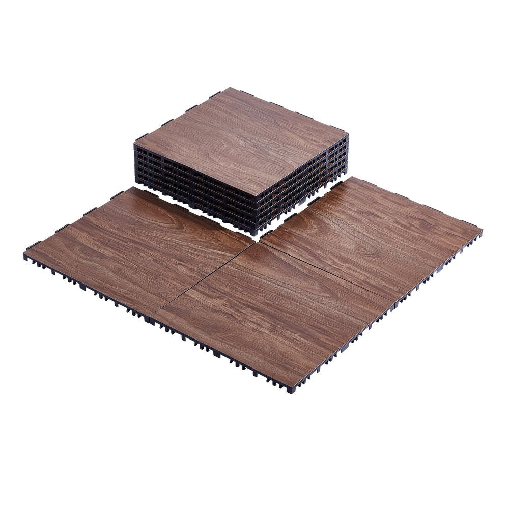 Dryland Tiles for Gym Floor Mat, 12.4 x 12.4 in Interlocking Dance Enthusiasts Training Mat, 9 PCS Interlocking PP+PVC Puzzle Floor Tiles, Brown