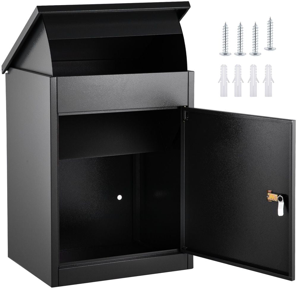 Parcel Drop Box Package Mailbox Porch Express with Lockable Storage Gray