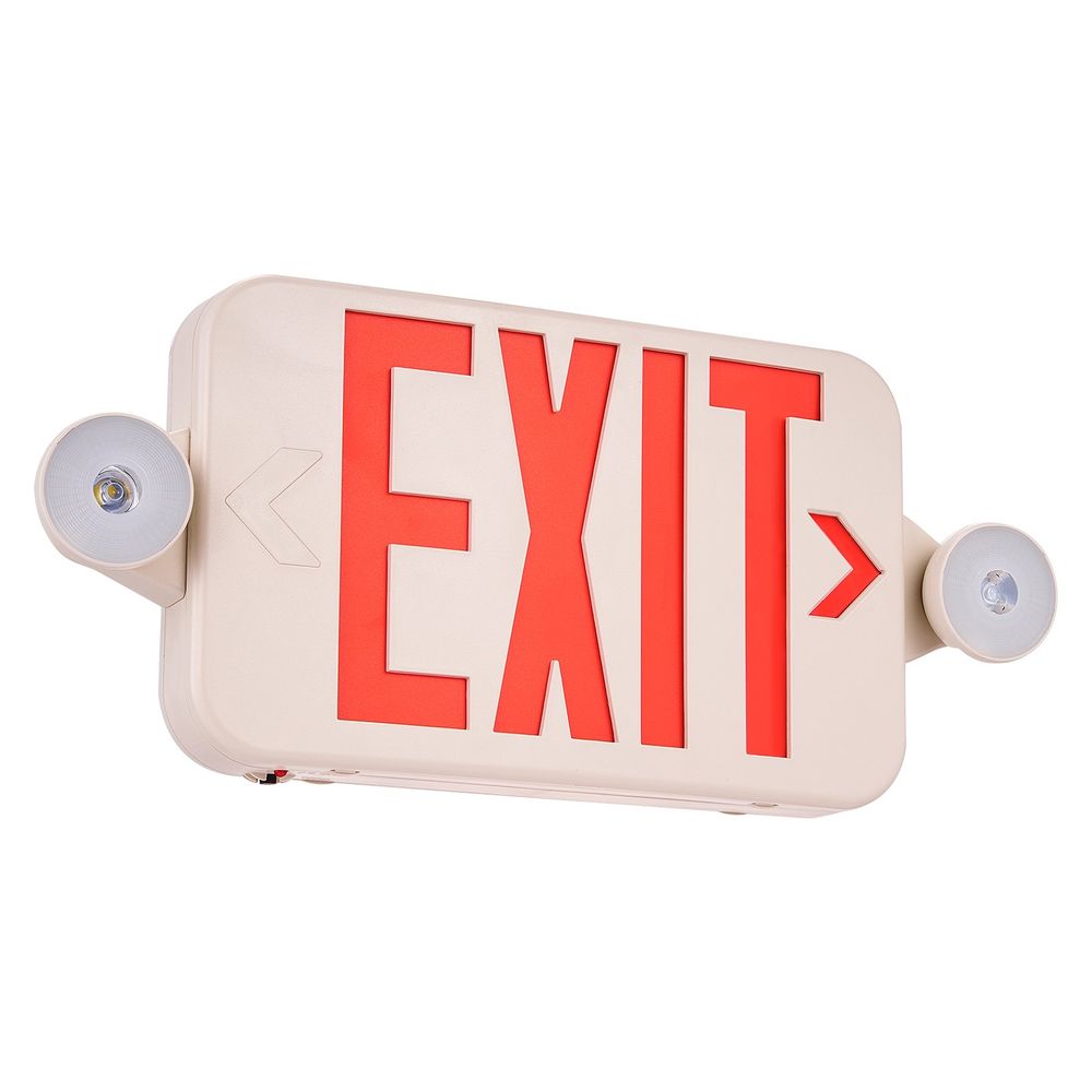 LED Exit Sign with Emergency Lights, Two LED Adjustable Heads Emergency Exit Light with Battery Backup, Combo Red Letter Fire Exit Lighting, Commercial Exit Signs, Tested to UL Standards, 4 Pack