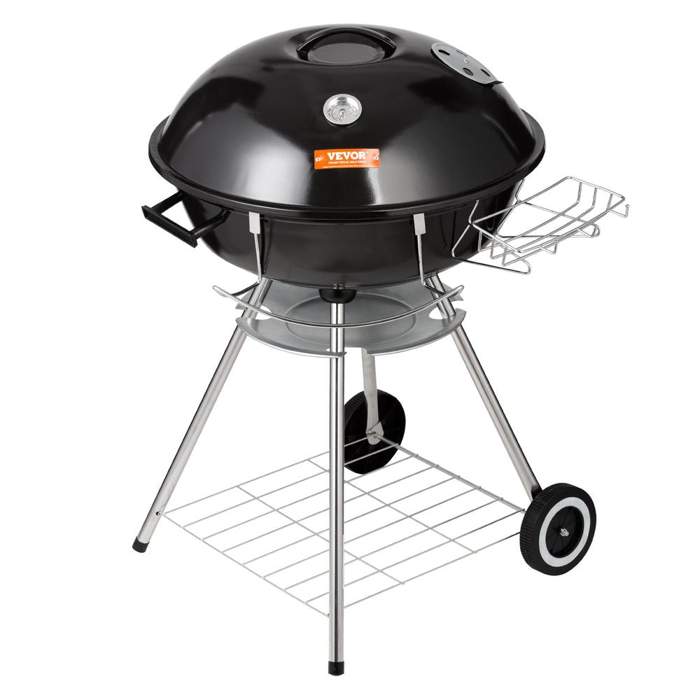 22 inch Kettle Charcoal Grill, Premium Kettle Grill with Wheels and Cover, Porcelain-Enameled Lid and Ash Catcher & Thermometer for BBQ, Round Barbecue Grill Outdoor Cooking, Patio and Backyard